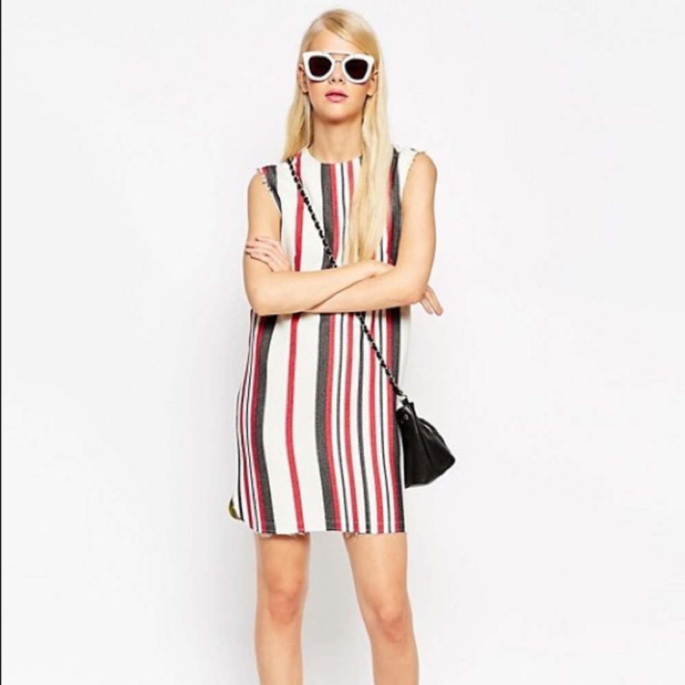 ASOS raw edge block stripe sleeveless dress!